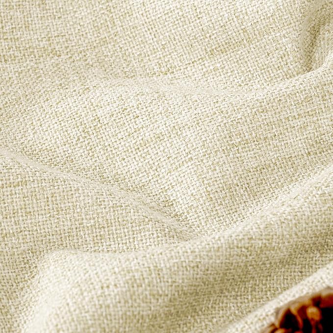 Cream Linen Blackout Curtains for Living Room - Image 4