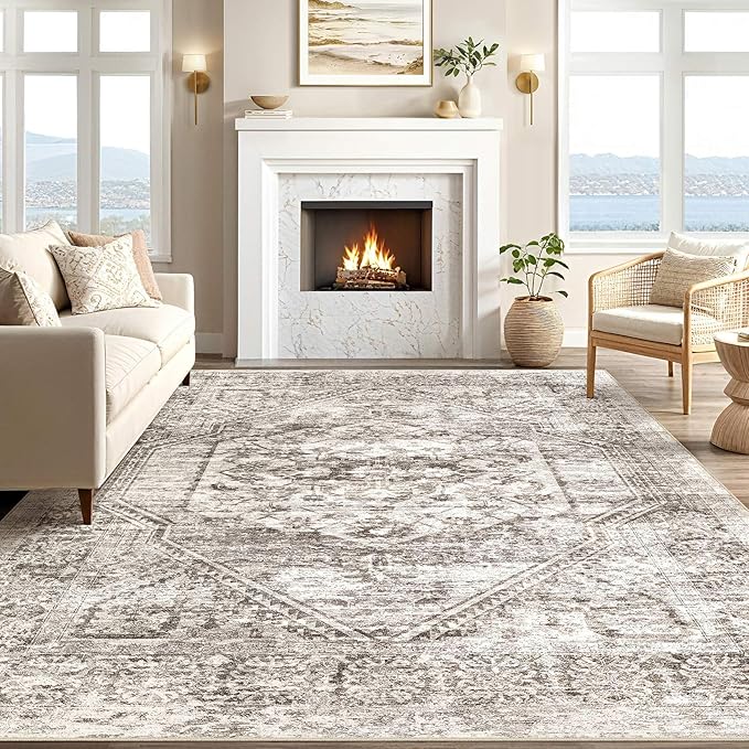 cotiled 5x7 Area Rug for Living Room, Traditional, Distressed Brown - Image 5