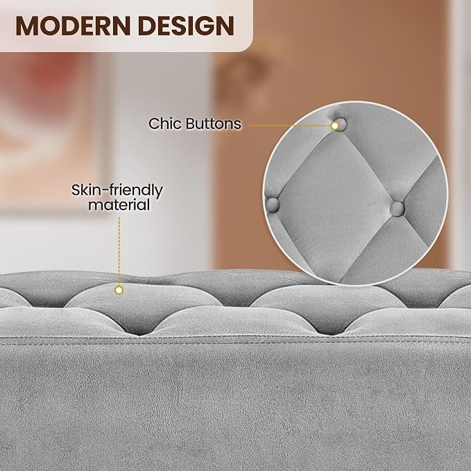 Yaheetech 45in Upholstered Velvet Ottoman Bench Seat - Image 6
