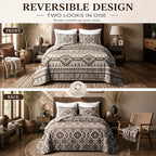 akkialla Reversible Brown Boho King/Cal King Quilt Set, 2-Piece Bohemian Aztec - Image 3