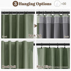 Olive Green 100% Blackout Curtains 126 Inch - Image 3