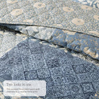 King Quilt Set-3 Pieces Soft Bedding Lightweight Floral Patchwork Coverlet | - Image 3