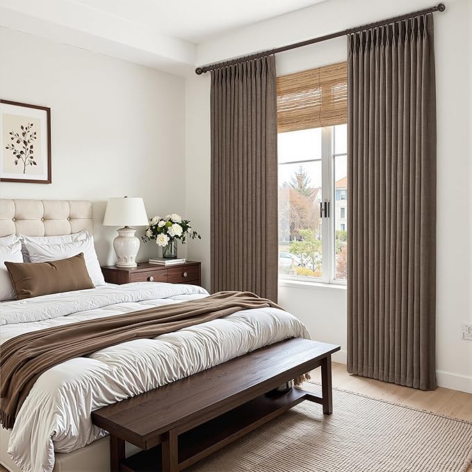 Blackout Dark Brown Bedroom Curtains 84 Inches Long 2 Panels Set, Memory - Image 7