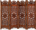 Lightnpro 4 Panel Majestic Wooden Room Divider 64" x 48" Hand-Carved Folding by Lightnpro
