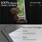 Dark Grey Pleated Thick Linen Blackout Curtains 84 Inches Long - Image 2