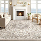 cotiled 9x13 Area Rug for Living Room, Traditional, Light Brown | Soft - Image 5