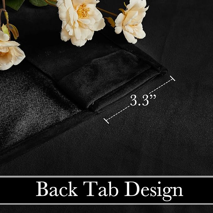 RYB HOME Black Velvet Blackout Curtains 84 inches - Image 4