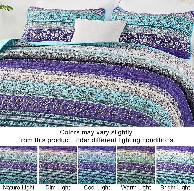 WONGS BEDDING Boho Quilts Twin Size, 2 Pieces Bedspread Bedding Set, Breathable - Image 4