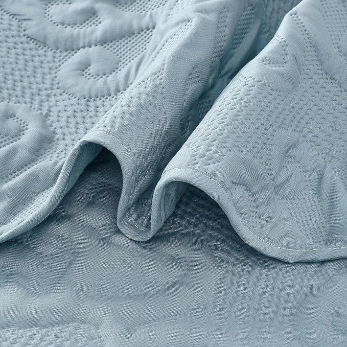 Kingnex Oversized King Bedspreads 128x120 Spa Blue | Lightweight, Extra Wide - Image 7
