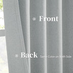 Linen Blackout Curtains 63 Inches Long, Back Tab Rod Pocket Hook Belt Boho - Image 4