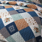 Dinjoy Boho Quilt Set Queen Size, Patchwork Floral Bedspreads, Reversible - Image 6