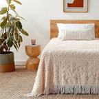 Beatrice Home Fashions Medallion Full Cotton Chenille Bedspread, Blush | - Image 5