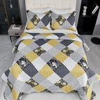 Cmfshape Summer Floral Queen Bedspread, Romantic Khaki Quilt Set Full, - Image 4