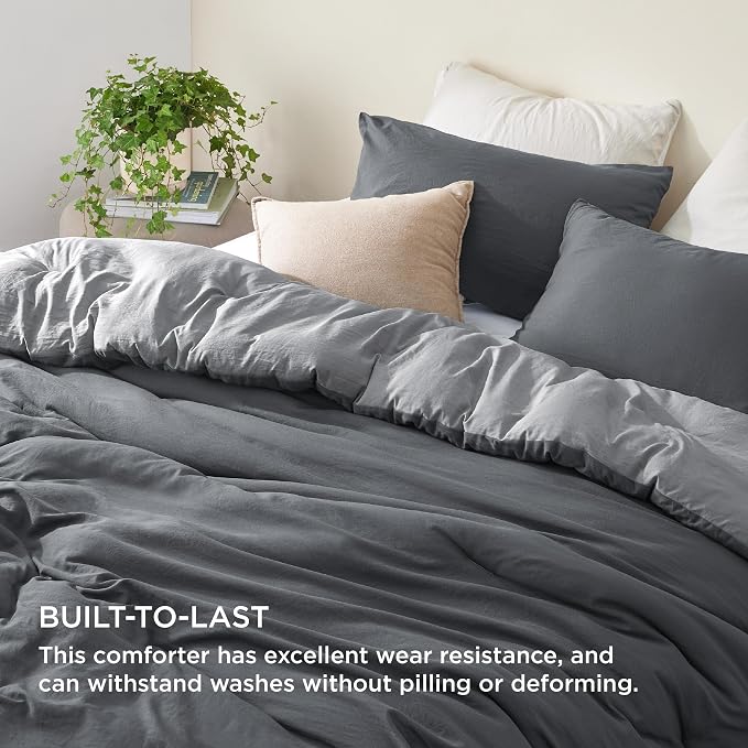 Bedsure King Comforter Set, Dark Gray Soft Prewashed Bedding - Image 3