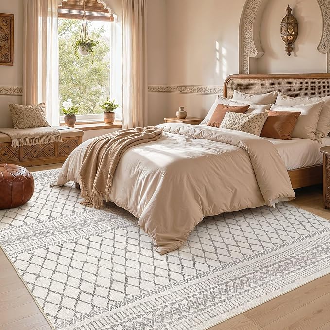 cotiled Boho 9x12 Area Rug for Living Room: Large Moroccan Washable Rug | Solve - Image 5