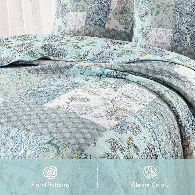 Etwel 100% Cotton Patchwork King Size Quilt Set - Image 3