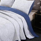ROOMLIFE Quilt Set King Size 3D Floral Campanula Embroidery Pattern 3-Piece - Image 3