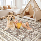 cotiled 6x9 Area Rug for Living Room, Traditional, Dark Brown | Soft Distressed - Image 4