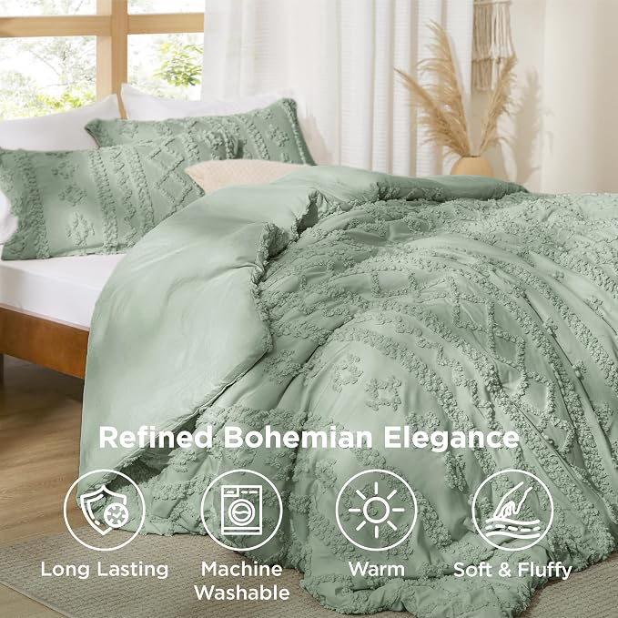 Bedsure Tufted Boho Comforter Set Queen Size - Image 2