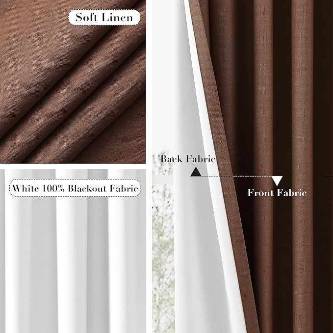 Joywell 100% Blackout Linen Curtains 108 Inch Long - Image 5