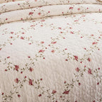 Quilt Set Floral Leaves 3D Embroidery Pattern 3 PCS Cotton Reversible Quilted - Image 2