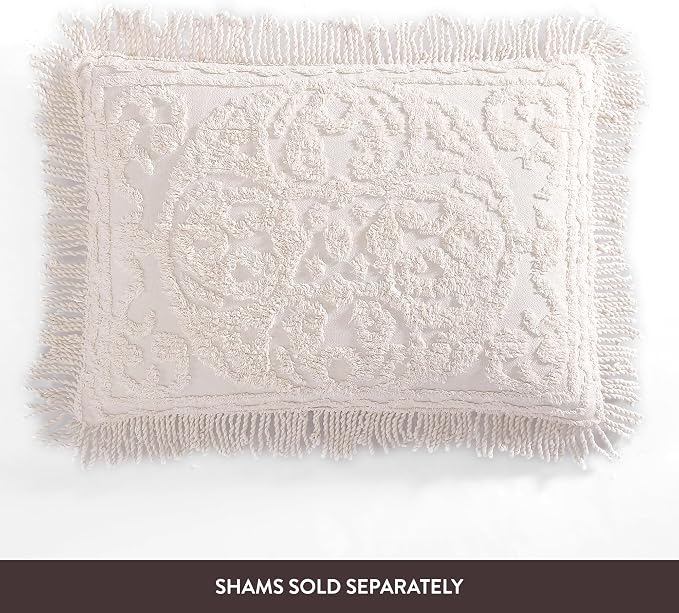 Beatrice Home Fashions Medallion Full Cotton Chenille Bedspread, Blush | - Image 6