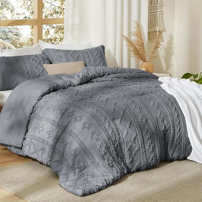 Bedsure Tufted Boho Comforter Set Queen Size - Image 2