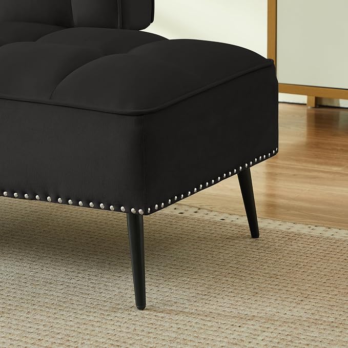 anwickjeff 55" Inch Width Modern End of Bed Bench, Leather Upholstered Futon - Image 7