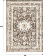 cotiled 7x9 Area Rug for Living Room, Traditional, Dark Brown | Soft Distressed - Image 2