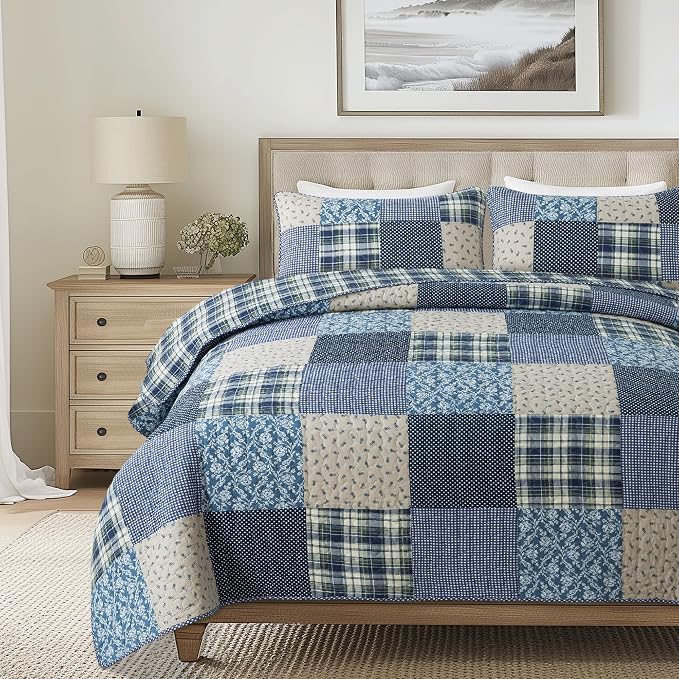 SLPR - Blue Symphony Cotton Quilt Set, Patchwork Bedding, Twin by SLPR
