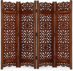 Lightnpro 4 Panel Empress Bloom Wooden Room Divider 64" x 48" Hand-Carved by Lightnpro