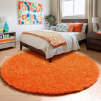 Amdrebio Orange Round Shag Kids Rug 4Ft - Image 7