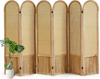 6 Panel Rattan Room Divider Screen, Boho Folding Privacy Screen | Decorative by Aletheiawu