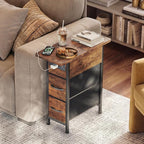 Huuger Narrow End Table with Charging Station, Side Table with 2 Drawers | Slim - Image 2