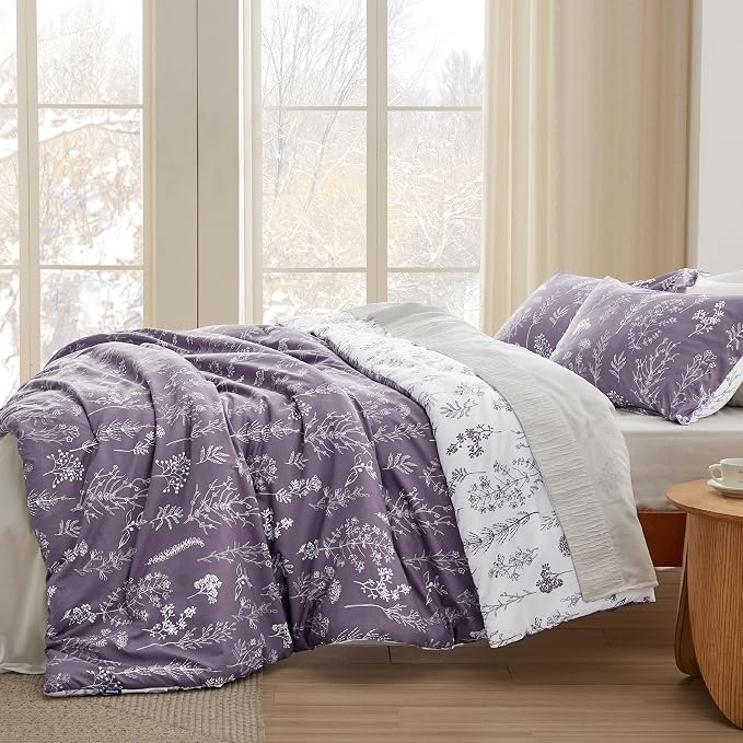 Bedsure Grayish Purple Full Comforter Set - Image 4