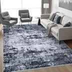 Area Rug Living Room: 4x6 Modern Washable Indoor Carpet Black | - Image 3