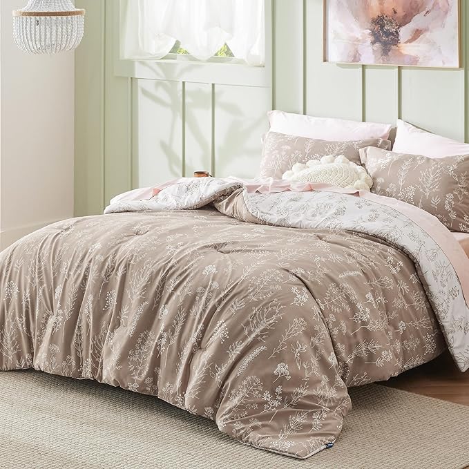 Bedsure Light Taupe Queen Comforter Set - Image 2