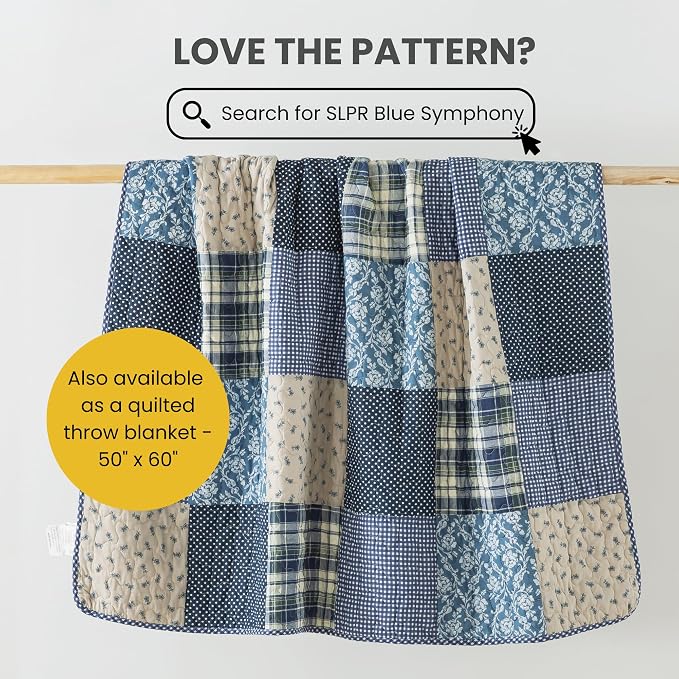 SLPR - Blue Symphony Cotton Quilt Set, Patchwork Bedding, Twin - Image 8