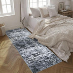 2.6x8 Washable Runner Rug：Modern Abstract Kitchen Carpet Black | - Image 4