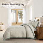 WDCOZY Wheat Cloud Quilt Set Twin Size, Lightweight Soft Cross Stitch Bedspread - Image 7