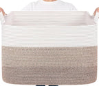 Goodpick 105L Extra Large Woven Rope Blanket Basket, Light Brown | 25'' x 16'' by Goodpick