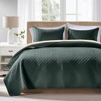 FLYMME Quilts Queen Size, Lightweight Forest Green Bedspreads, Basket Weave by FLYMME