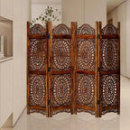 Lightnpro Wood Heart Design Handmade Hinged Foldable Partition 4 Panel Room - Image 6