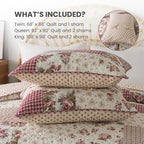 SLPR - Country Roses Red Floral Patchwork Quilt Set, Twin - Image 6