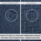 Love's cabin King Size Quilt Set Navy Blue Bedspreads - Image 3