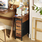 Huuger Narrow End Table with Charging Station, Side Table with 2 Drawers | Slim - Image 8