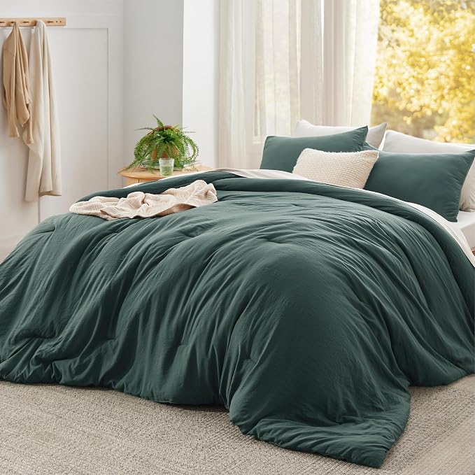 Bedsure Super King Plus Comforter Set, Forest Green Soft Prewashed Bedding by Unknown