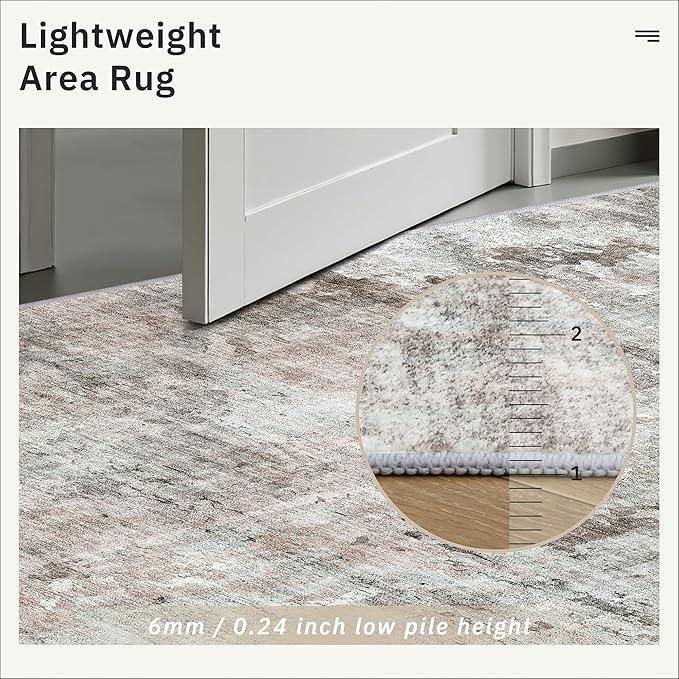 Soalmost Abstract Runner Rug 2x10 Hallway Kitchen Runners Pink/Grey | Vintage - Image 7