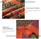Boho Stripe Quilt Sets Floral Printed Reversible Soft Bohemian Bedding Set - Image 5
