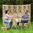 Svimi Folding Room Divider, 5.6Ft 6 Panels Wood Carved Privacy Screens - Image 8